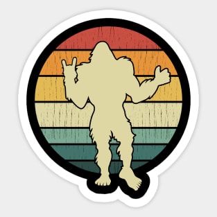 Bigfoot Holding Up Rock On Fist Sticker